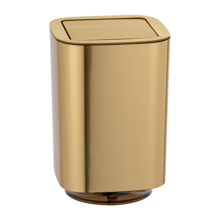 Сміттєвий кошик для ванної кімнати WENKO Auron Gold, 5.5 л, пластиковий з відкидною кришкою, золотий