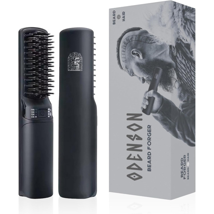 Odenson Beard Forger: Бездротова нагрівальна щітка для бороди – 4 температурні режими, портативна, акумуляторна