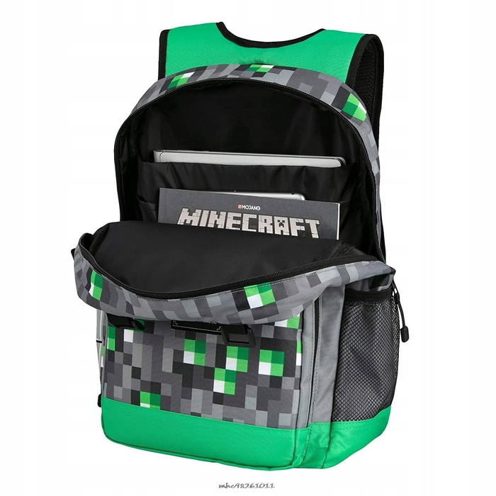 Багатовідсіковий шкільний рюкзак Minecraft у коричнево-бежевих та зелених тонах