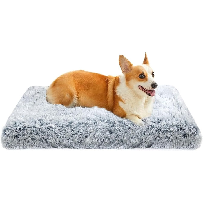 Крісло-ліжко для собак MDDK, 75x50x8 см, сіре. М'яке, з довгим плюшем, для комфортного сну вашого улюбленця