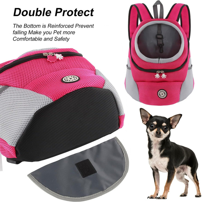 Шлейка для собак та цуценят, переноска-рюкзак, рожево-червона (L)