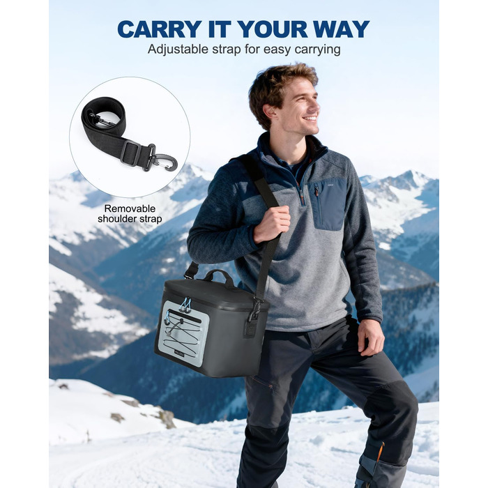 Чорна ізольована сумка-холодильник 24L для пікніка, пляжу, кемпінгу та транспортування продуктів