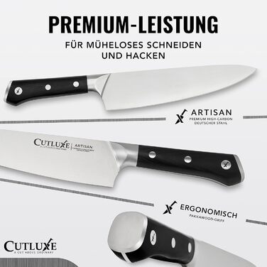 Ніж кухарський Cutluxe 20 см – кухонний ніж з німецької сталі, серія Artisan