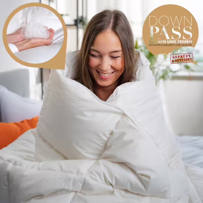 sleepling 197141 extra light summer down duvet, New white down (90%) and feathers (10%), Made in EU, Ökotex, Downpass, 135 x 200 cm, white 135 x 200 cm extra light