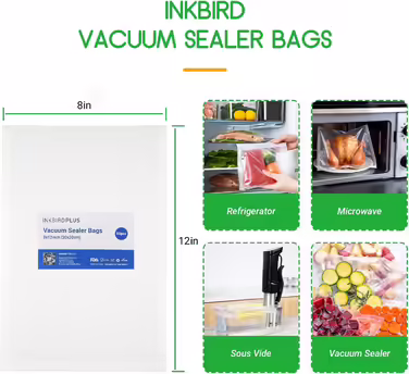 Vacuum Bags for Food 20CM x 30CM, 50 Bags, for Vacuum Sealers & Heat Sealers, BPA-Free, Strong & Tear-Resistant, Suitable for Sous Vide