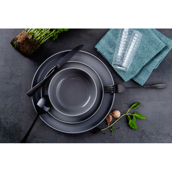 Обідній сервіз Konsimo Victo, сіра кераміка, круглий, 18 предметів