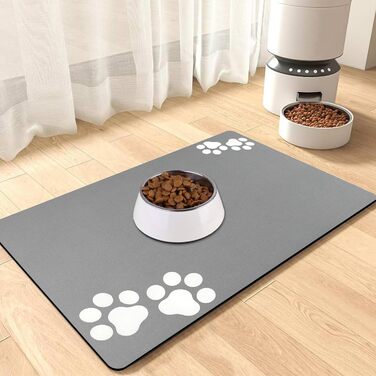 Підкладка під миску для собак та котів, нековзна, чорна 40x60 см. Швидковисихаюча, легко миється. Підкладка для годівниці для тварин