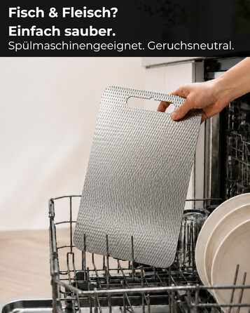 Обрізна дошка зі сталі нержавіючої 30x21 см, Made in Germany, гігієнічна поверхня, протиковзаюча з силіконовими ніжками