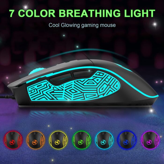 Ігрова комбінація клавіатури та миші XINMENG з RGB-підсвічуванням, миспад, 3600 DPI, серія Panda, для PS4/Windows/PC/Mac/Laptop, чорний