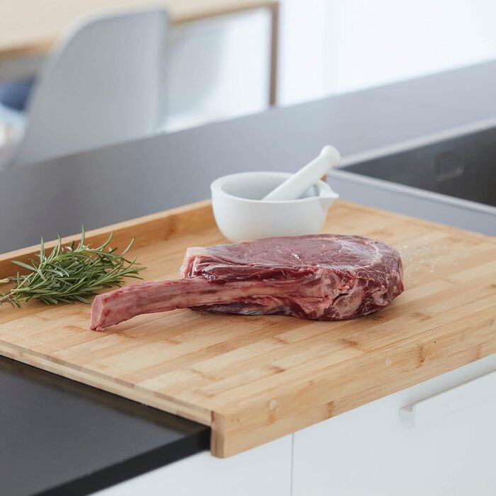 Bamboo Wood Cutting Board Work Surface, Kitchen Accessories for Cutting Bread, Meat, Fruits, and Vegetables, Brown and White, XL Large, 60x40x7 cm