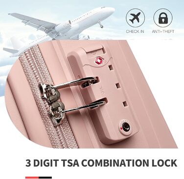 Набір валіз British Traveller: рожевий, з TSA-замком, 3 шт. (100% PP)