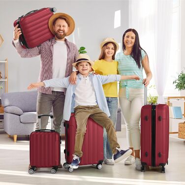 Набір валіз LALAHO 3/4/5 шт. з косметичками, багаж з ABS пластику, бургерний колір