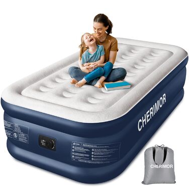 Надувний матрац самонадувний Luftmatratze 190x99x46 см з вбудованим насосом, синьо-сірий