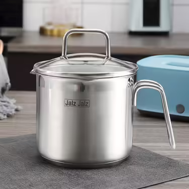 Jalz Jalz stainless steel pot with glass lid, classic cookware, saucepan, 1.5 l for cooking milk, sauces, noodles, pasta