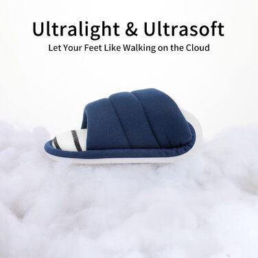 Тапочки халатні з відкритим носком для жінок та чоловіків, м'яка бавовна, Memory Foam, сліпони, для дому (розмір 11-12 жіночий/10-10.5 чоловічий, темно-синій)