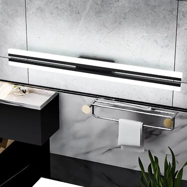 MantoLite LED Wash Table Wall Lights, 60CM 24W Super Bright Bathroom Mirror Lights, Living Room Picture Wall Lamps, 6000K Matte Black IP44, Vanity Mirror Front Lamp Bedside Reading Lights