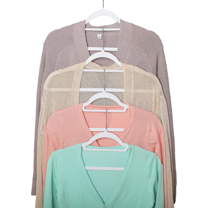 Набір вешалок для одягу SVITA (10 шт.) - вешалки для костюмів, антиковзаючі, з оксамиту, білі