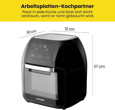 Аерофритюрниця Chefman багатофункціональна з ротисерією, дегідратором та конвекцією, 10л, чорна