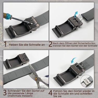 Чоловічий шкіряний ремінь FEFLO з автоматичною пряжкою, регульований, 35 мм, для костюма, джинсів, штанів, повсякденного та ділового стилю (сірий, 130 см, для талії 103-113 см)