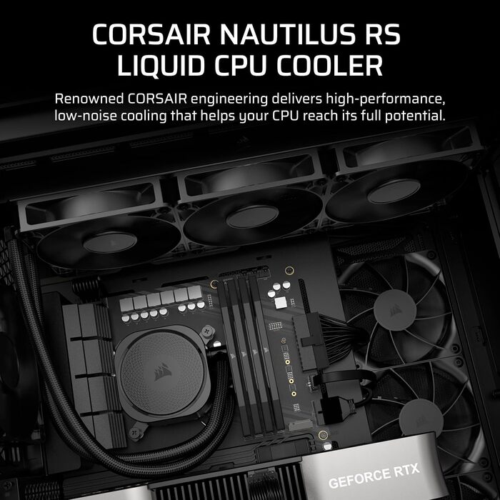 Система водяного охолодження Corsair Nautilus 360 RS для CPU – 360мм AIO, тиха, без RGB, чорний колір. Сумісна з Intel LGA 1851/1700, AMD AM5/AM4. В комплекті 3 вентилятори RS120.