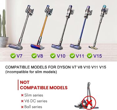 Насадка-щітка для пилососів Dyson V15, V11, V10, V8, V7 - антизаплутувальна щітка для килимів та матраців