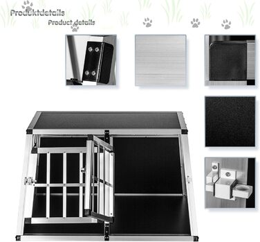 Кія для собак з прямою задньою стінкою 90°, вибір розміру, 2 двері, перегородка, 2-дверний, перегородка 89×69×50 см