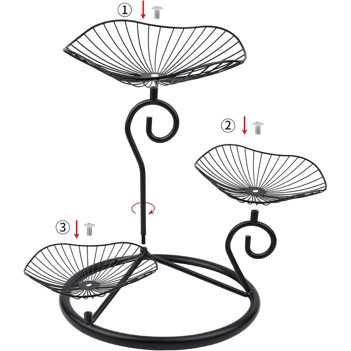 Багатоярусна корзина для фруктів та овочів CUKE2BEET, 3 рівні, чорна