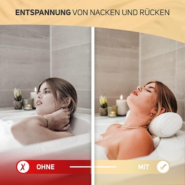 Vybelle® Bathtub Pillow Breathable 4D Air Mesh [perfect ergonomic fit] Bath cushion for neck and back relaxation – incl. extra carrying bag – Bath tub Pillow Designed in Germany