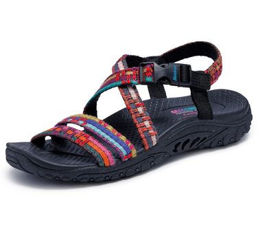 Сандалі жіночі Skechers Reggae Sew Me Boho плетені з ремінцями, чорно-різнокольорові, 36 EU
