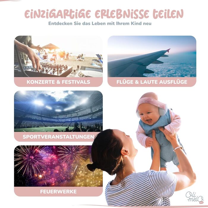 Навушники для захисту від шуму для немовлят та малюків (до 36 місяців) - 34 dB, сертифіковано CE, регульовані