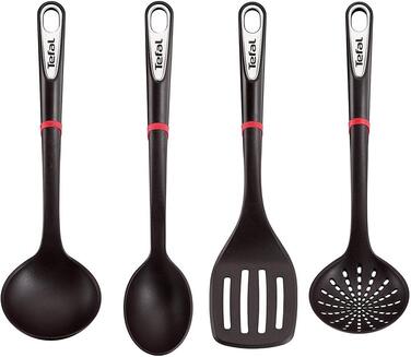 Набір кухонного приладдя Tefal Ingenio K206S4, чорний/червоний, нержавіюча сталь, 4 предмети, для посудомийної машини