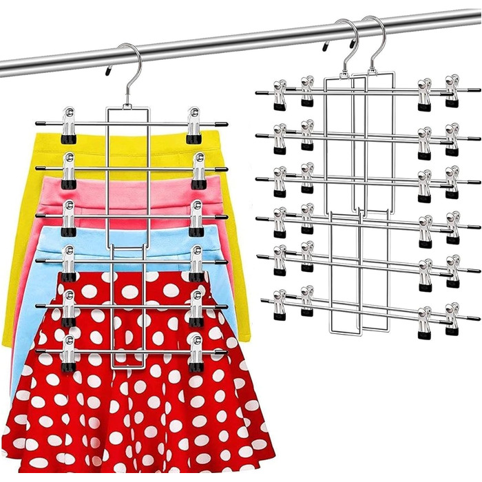 Набір з 2 металевих вішалок для штанів з регульованими затискачами, чорного кольору, універсального розміру