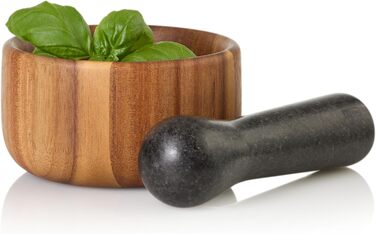 Набір для стукання спецій AdHoc MO42 з гранітним пестиком | Дерево акації та граніт | Ø 11 см