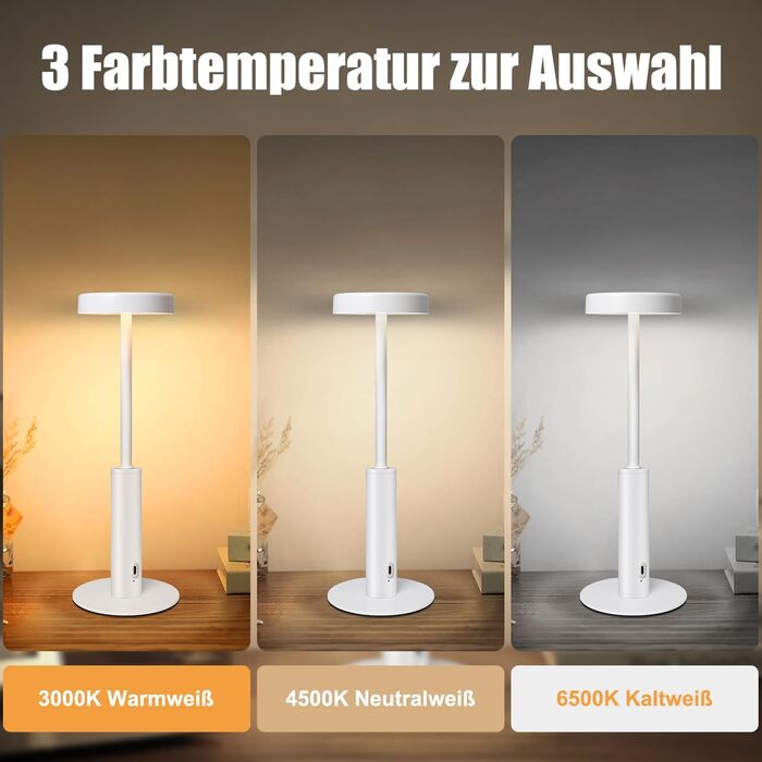 Бездротова LED лампа для столу з регулюванням кольору та яскравістю, сенсорне керування, для дому та кафе