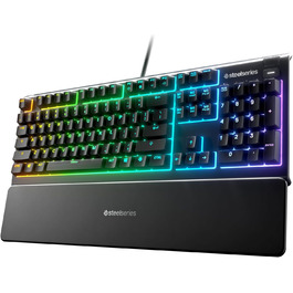 Клавіатура SteelSeries Apex 3 для геймінгу з RGB-підсвічуванням та підставкою для зап'ястя (QWERTZ)