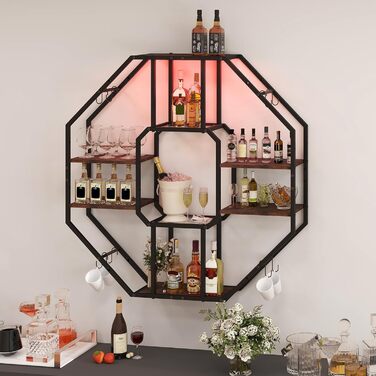 Стильне металеве вітрина для вина з LED-підсвічуванням, 3 яруси, для бару, кухні, вітальні, ресторану, чорний, 20x80 см