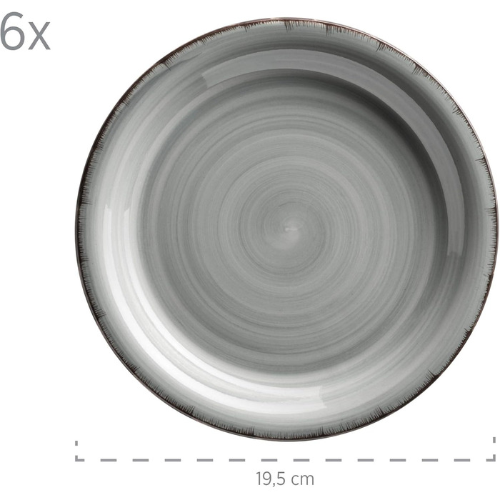 MÄSER Bel Tempo II Сервіз для сніданку на 6 осіб, вінтажний стиль, ручне розмальовування, 18 предметів, блакитний, кераміка, стоунгерд