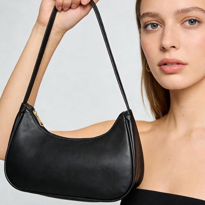 Сумка жіноча на плече з екошкіри, ретро хобо, маленька сумка для дівчат-підлітків, однотонна Dirndl сумка