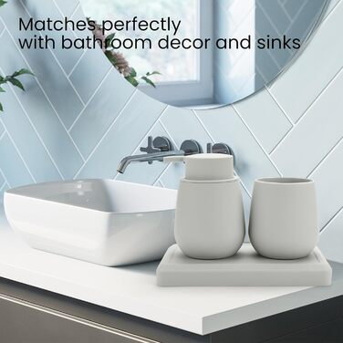 Сучасний набір для ванної кімнати AJEUNGAIN сірого кольору: мильниця, стакан для зубної пасти, піднос. Організатор для ванної кімнати (сірий). 3 шт.