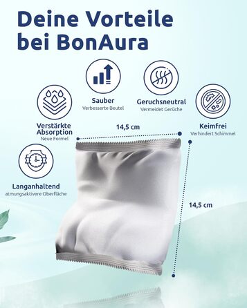 BonAura® Абсорбер вологи без струму - для підвалу, ванної кімнати та інших приміщень - набір з 6 гранул по 450г - захист від плісняви