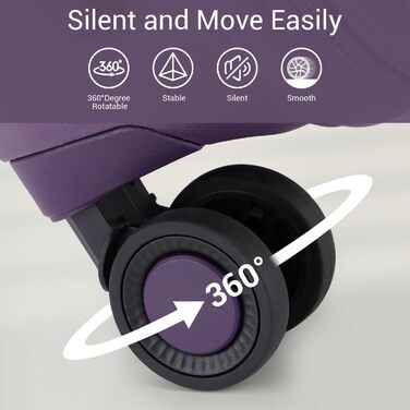 Набір валіз British Traveller Hartschalenkoffer Set: жорсткий корпус, TSA-замок, 8 коліщаток, 100% PP, ручна поклажа (фіолетовий, M)