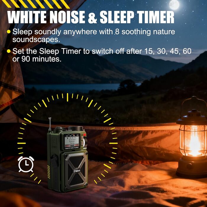 Портативне радіо DAB/DAB+ та FM з Bluetooth 5.3, сонячне радіо, радіо з ручним зарядним пристроєм, SOS, ліхтарик, роз'єм для навушників, SD-карта, USB, 4000 mAh, радіо для надзвичайних ситуацій, темно-зелене, з екраном