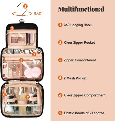 Культурний мішечок для жінок та чоловіків, дорожній аксесуар для косметики та туалетних аксесуарів, чорний