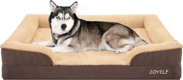 JOYELF Orthopedic Dog Bed for Large Dogs, Waterproof Foam Sofa with Removable, Washable Cover and Non-Slip Bottom for Small to Medium Dogs - (X-Large - 110*82*20cm, Coffee)