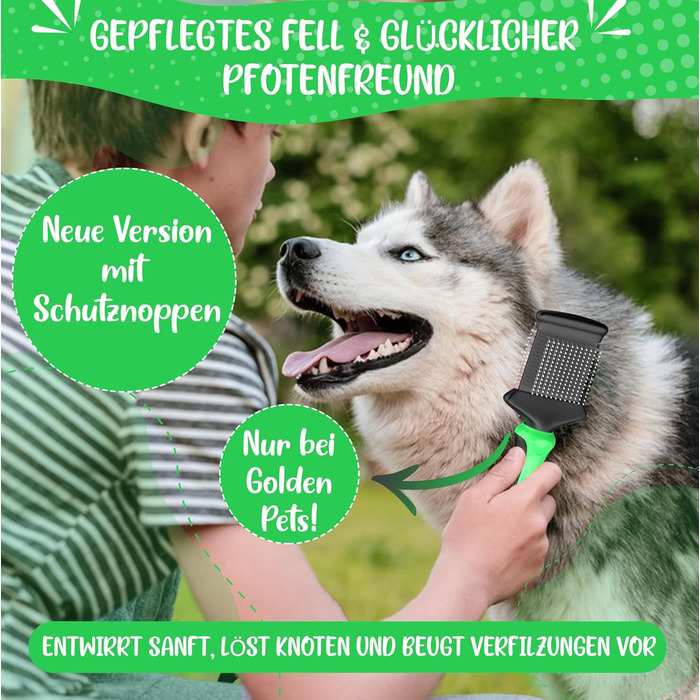 Зубна щітка для собак та котів з захисними нопочками - видаляє підшерсток, ковтуни та вузли. Ідеально для довгошерстих порід, таких як кокапу, пудель. Щітка для щоденного догляду за шерстю, розмір M-L. Зубна щітка 2.0 велика