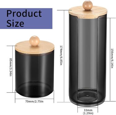 Організатор для косметики Gomoeny: 3 тримачі для ватних паличок, скляні баночки для ванної кімнати, для ватних паличок, ватного диска, макіяжу, спонжів, пінцетів