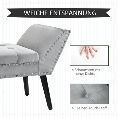 HOMCOM Upholstered Bench, Modern Bed Bench with Rubberwood Legs and Velvet Upholstery in Light Grey, 114x46x56cm for Entryway & Living Room