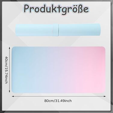 Килимок для столу зі шкіри - великий 80x40 см, рожевий/блакитний. Килимок для миші, офісний, для дому, з PU-шкіри, легко миється, не слизький