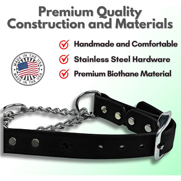 Нашийник для собак Martingale від Jim Hodges, біотану, не тягне, професійна якість, розмір M, чорний