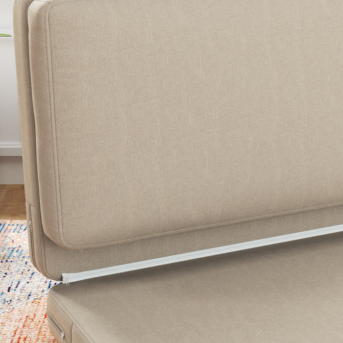 HOMCOM 3-in-1 Foldable Floor Sofa, Convertible Sofa Bed with Velvet Appearance, Padded to 240 kg Load Capacity for Bedroom, Living Room, Beige | Aosom